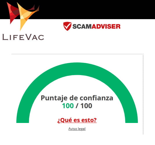 Lifevac ScamAdviser test avis et opinions